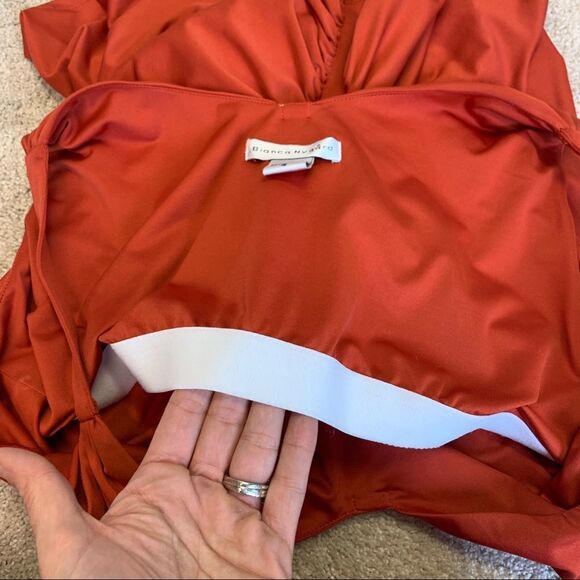 BURNT orange ruched beaded boho camisole tank top bohemian Sz 16 - Picture 7 of 12